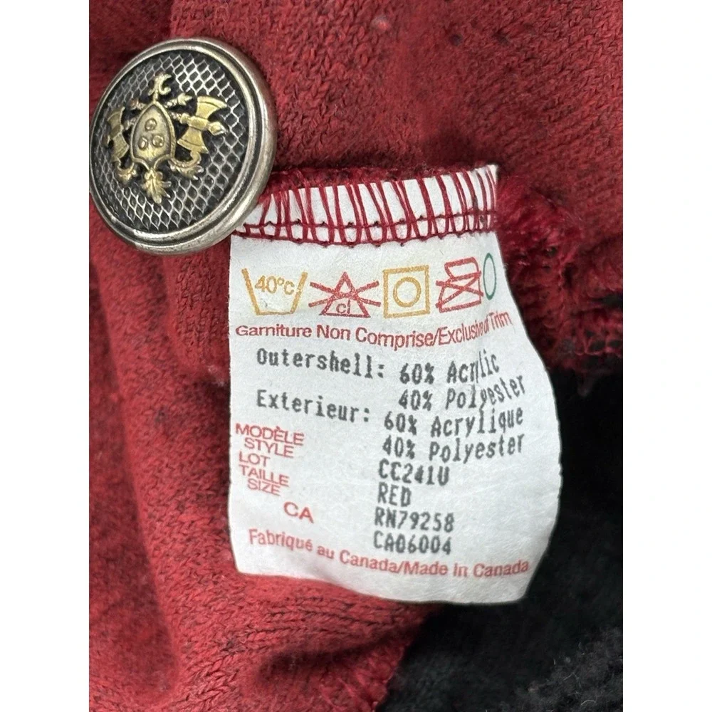 Vintage Country Clothing Fleece Coat Womens L Red Floral Canada Made Cottagecore
